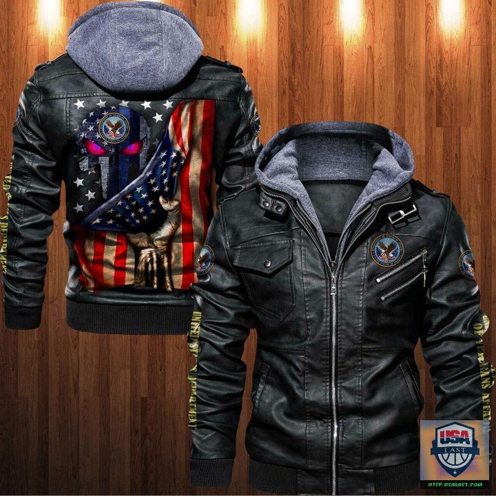 United States Department of Veterans Affairs Punisher Skull Leather Jacket - HVsun