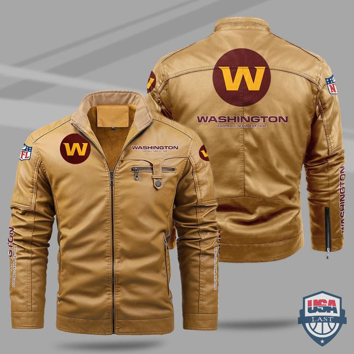 Washington Football Team Fleece Leather Jacket - HVsun