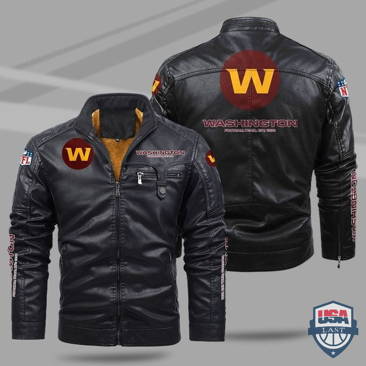 Washington Football Team Fleece Leather Jacket - HVsun