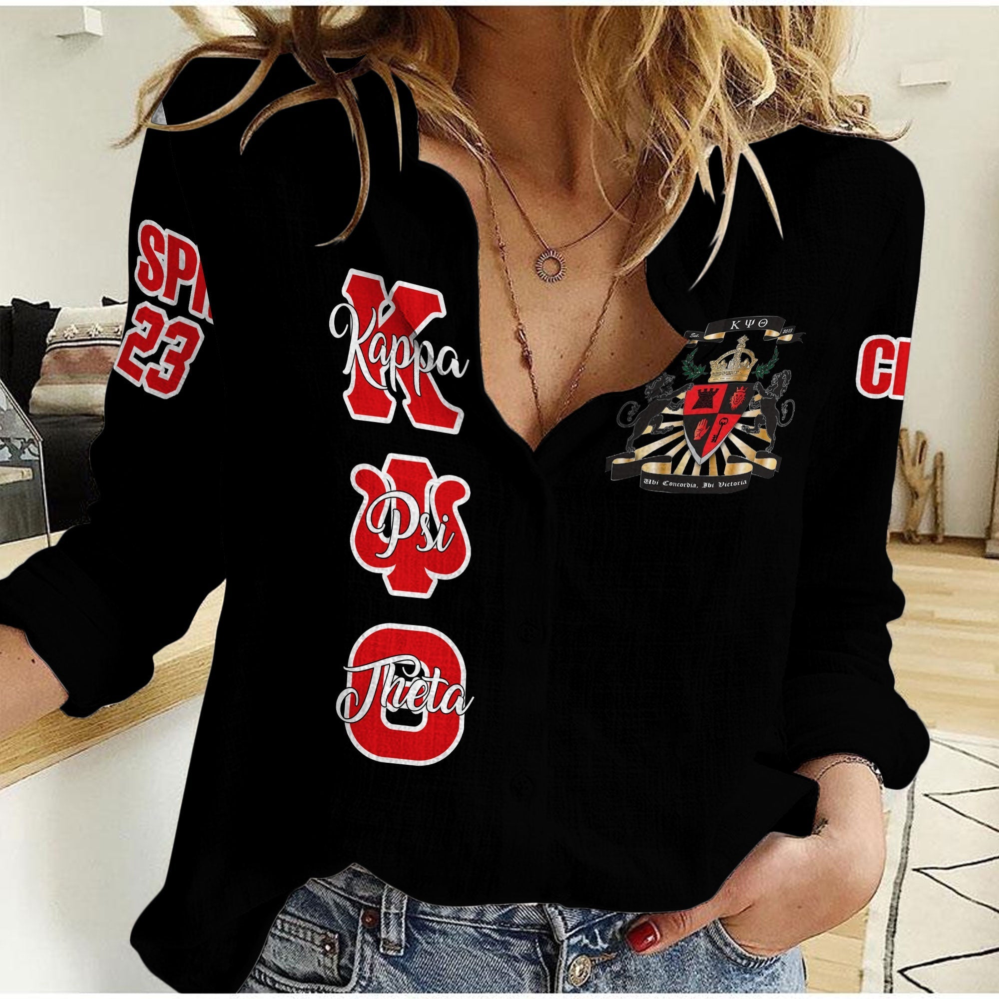 Fraternity Shirt - Personalized Kappa Psi Theta Women Casual Shirt Original Dark Style
