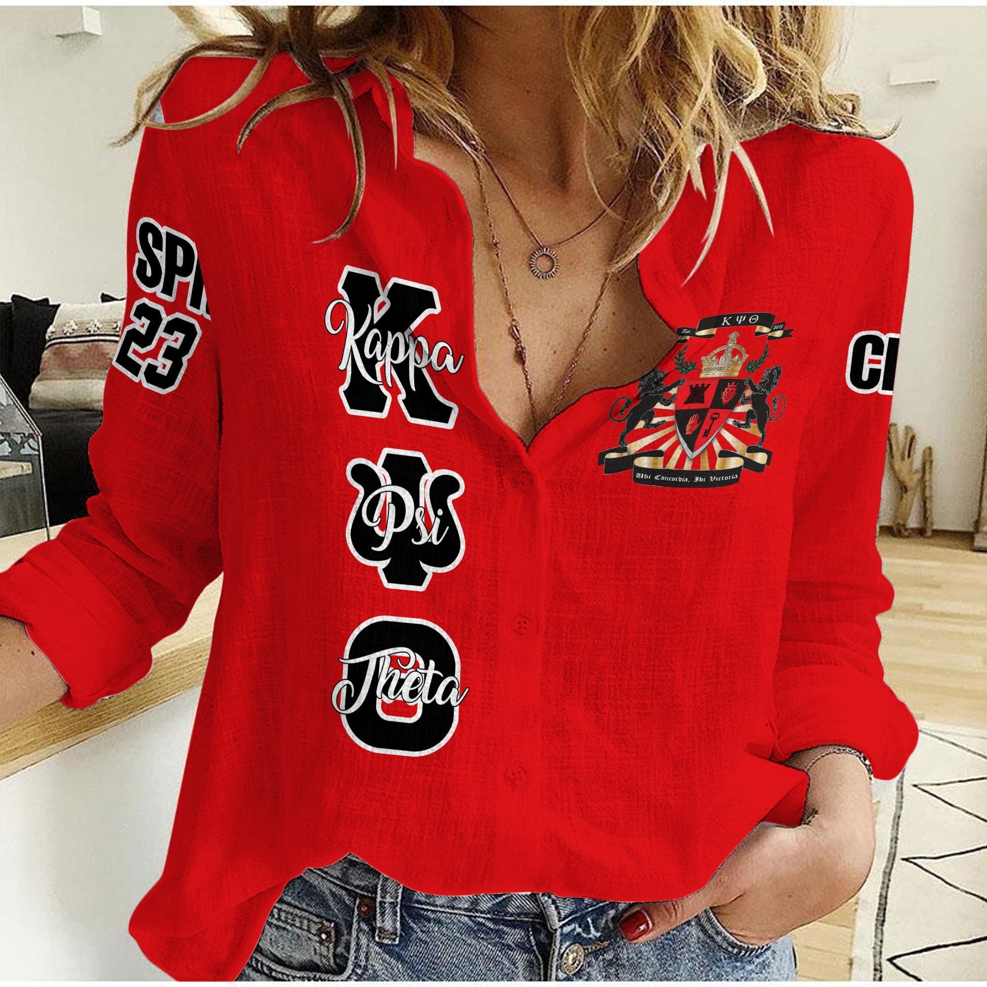 Fraternity Shirt - Personalized Kappa Psi Theta Women Casual Shirt Original Red Style