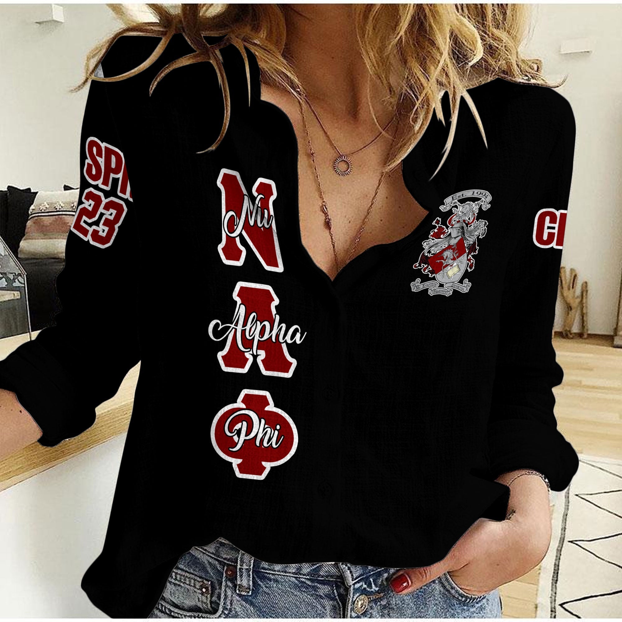 Fraternity Shirt - Personalized Nu Alpha Phi Women Casual Shirt Original Dark Style