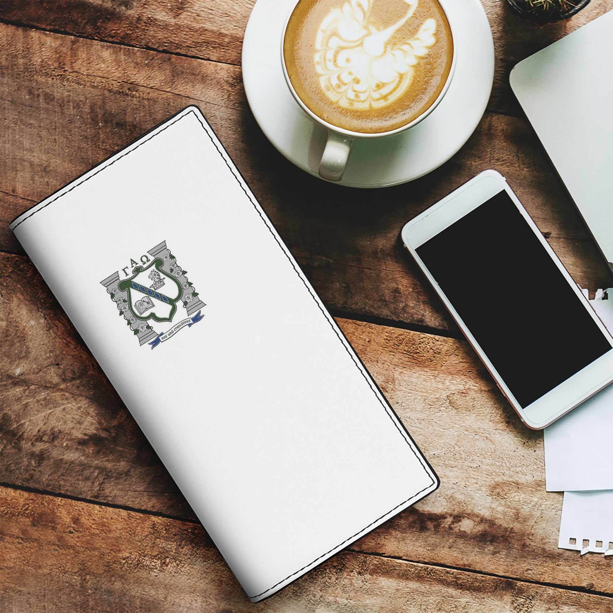 Sorority Leather Wallet - Gamma Alpha Omega Leather Wallet Original White Style