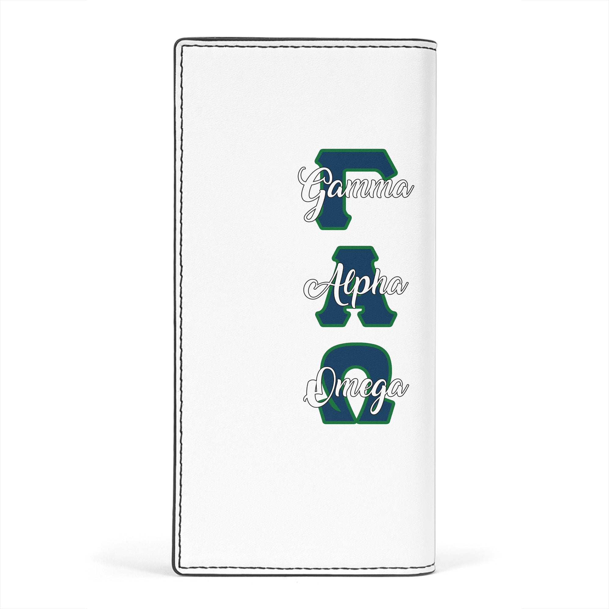 Sorority Leather Wallet - Gamma Alpha Omega Leather Wallet Original White Style