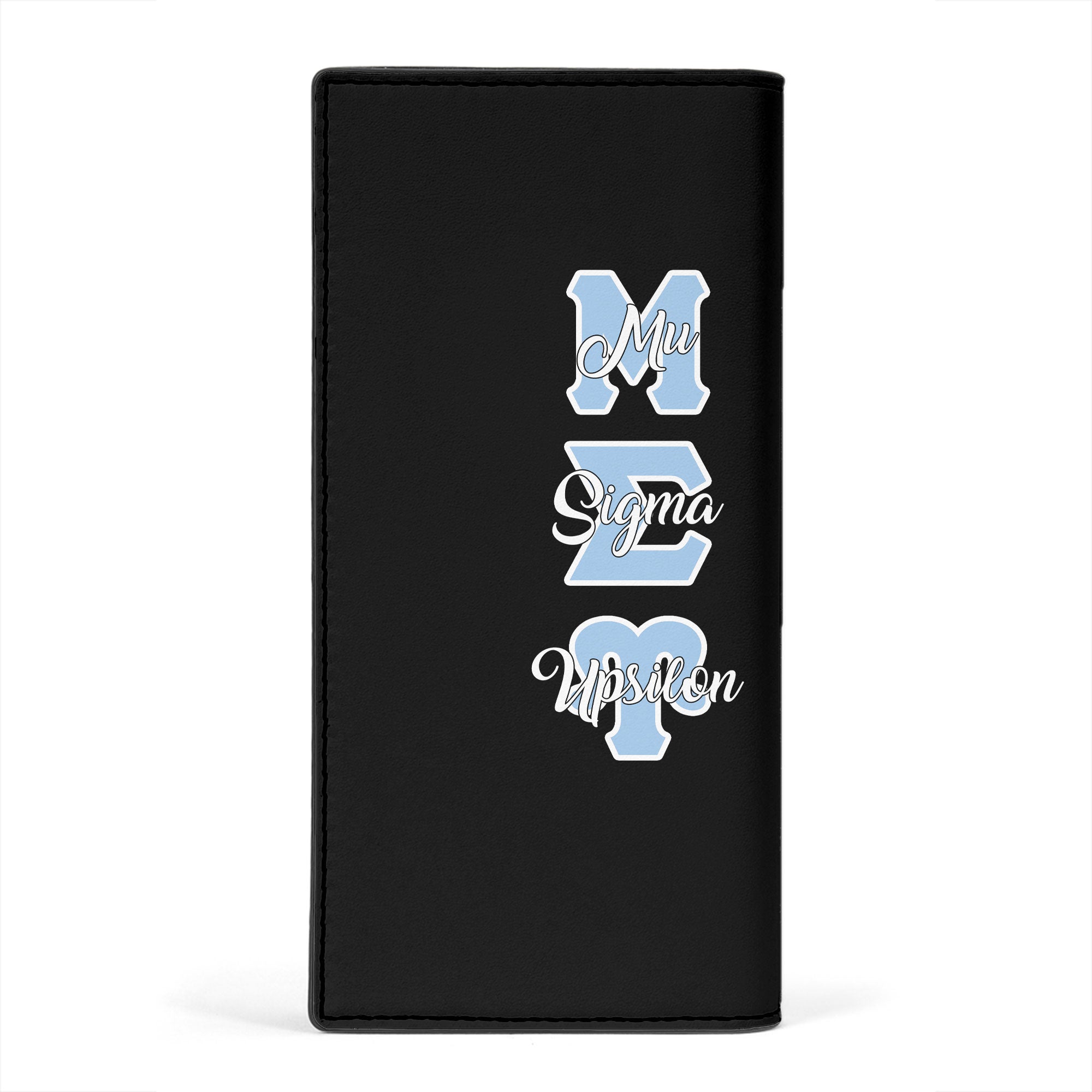 Sorority Leather Wallet - Mu Sigma Upsilon Leather Wallet Original Dark Style