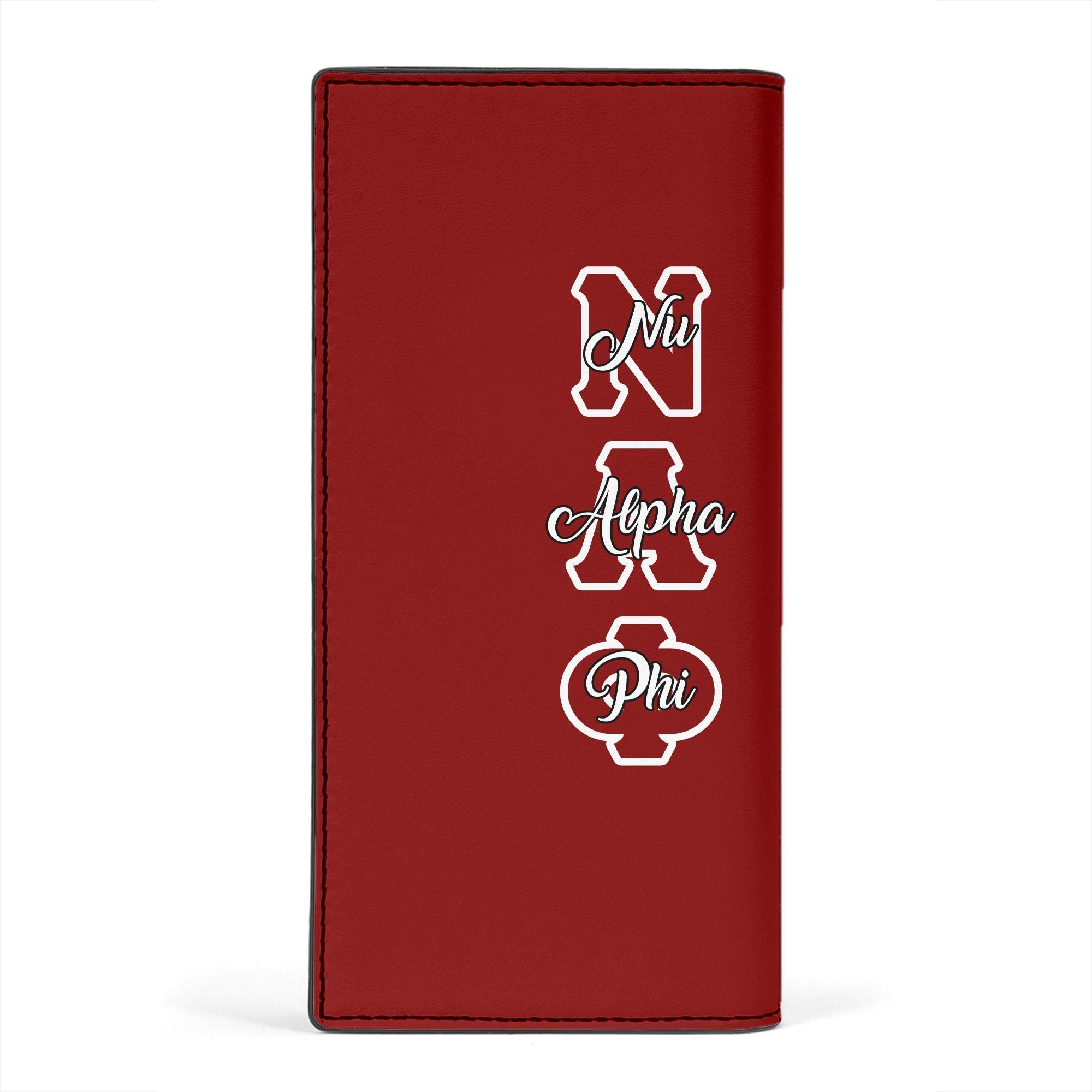 Fraternity Leather Wallet - Nu Alpha Phi Leather Wallet Original Maroon Style