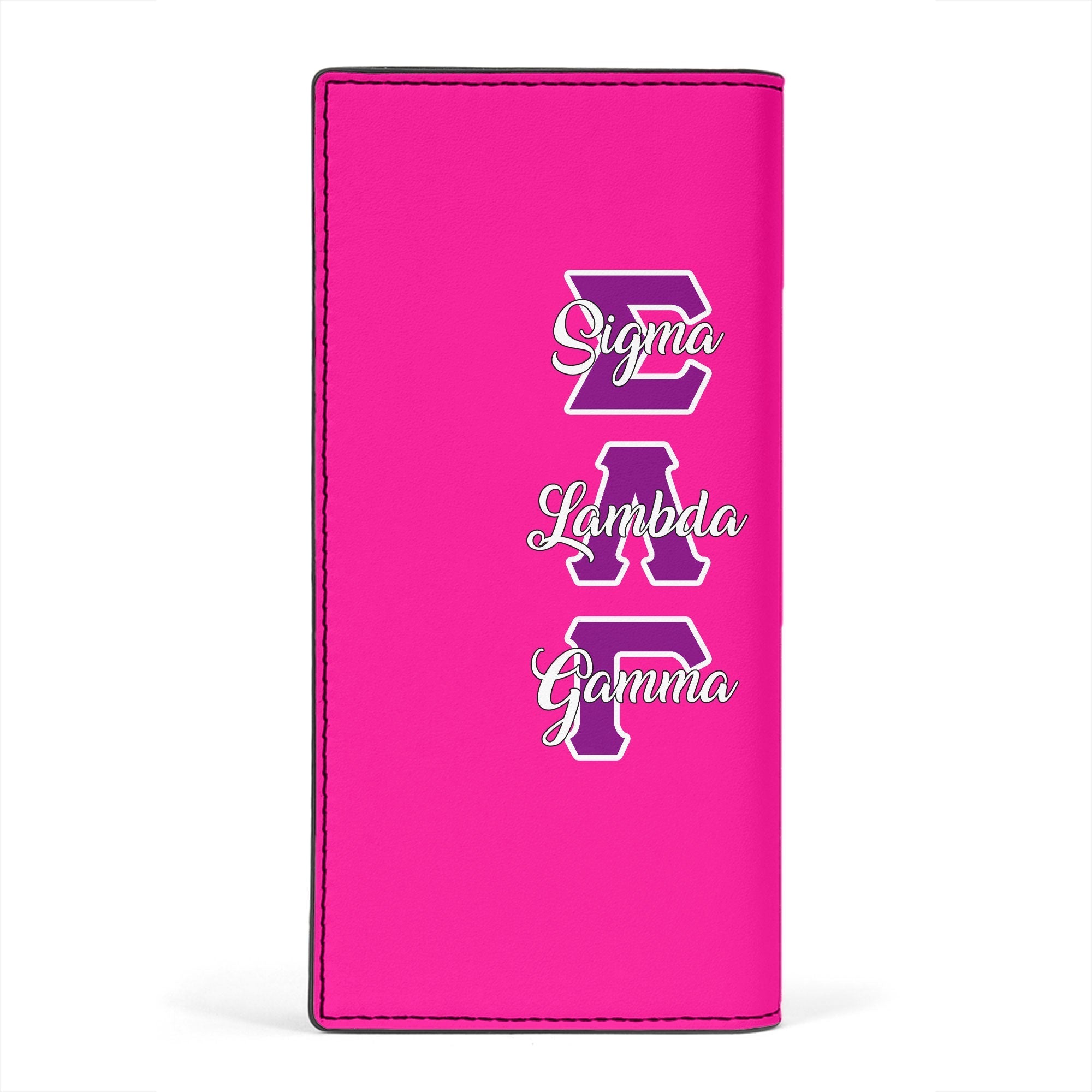 Sorority Leather Wallet - Sigma Lambda Gamma Leather Wallet Original Shocking Pink Style