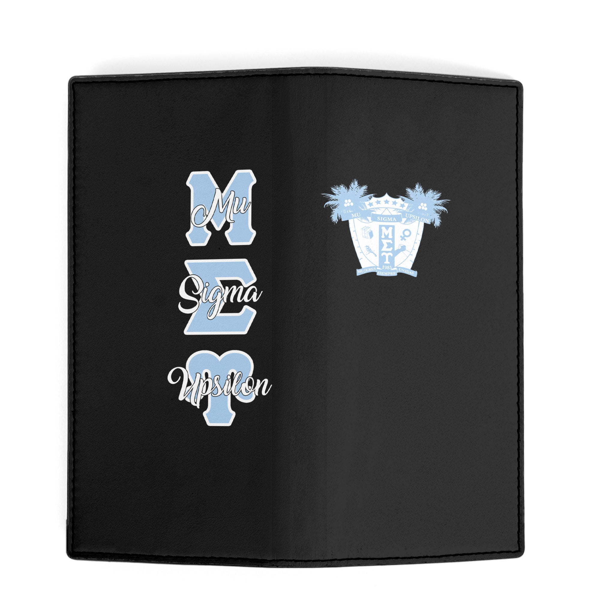 Sorority Leather Wallet - Mu Sigma Upsilon Leather Wallet Original Dark Style