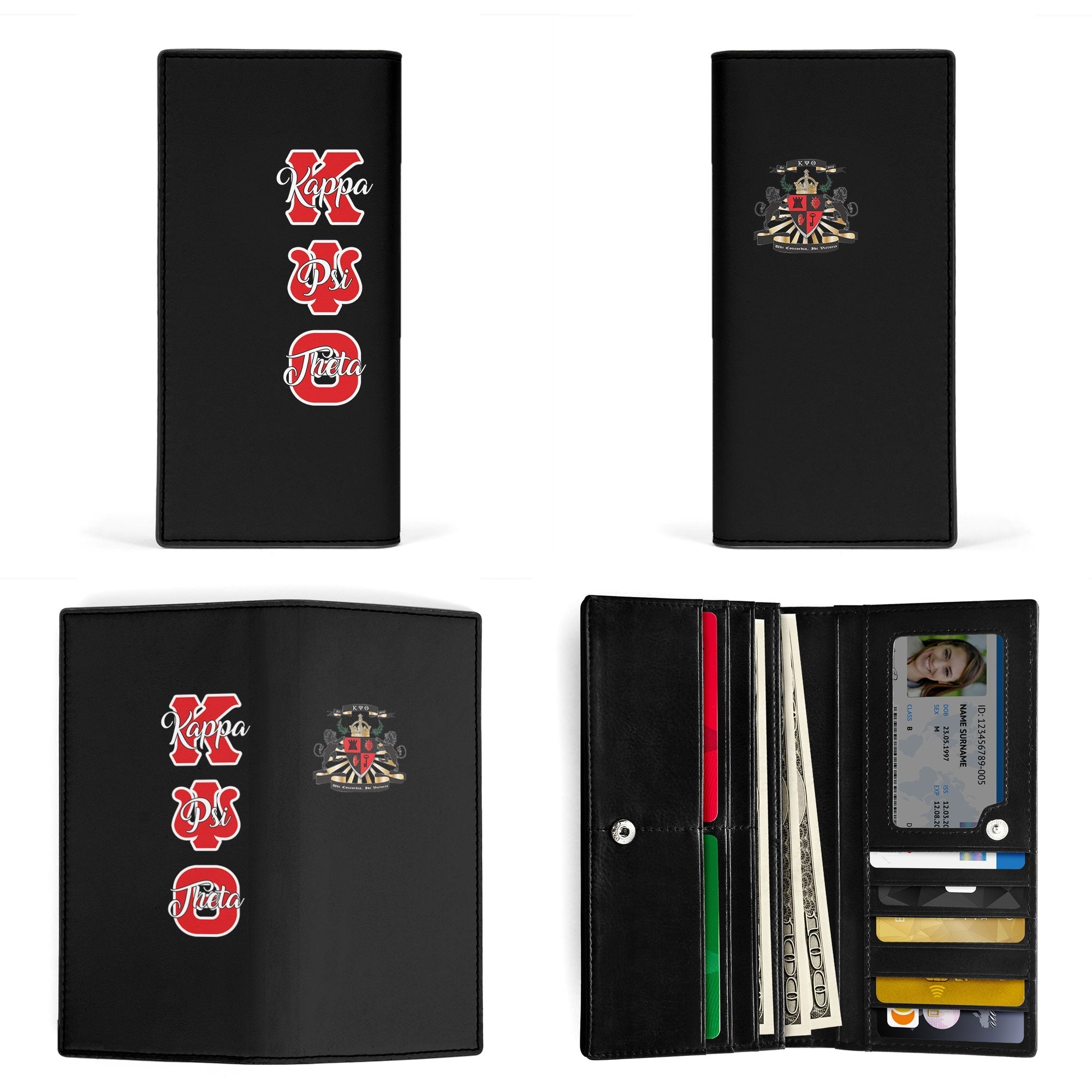 Fraternity Leather Wallet - Kappa Psi Theta Leather Wallet Original Dark Style