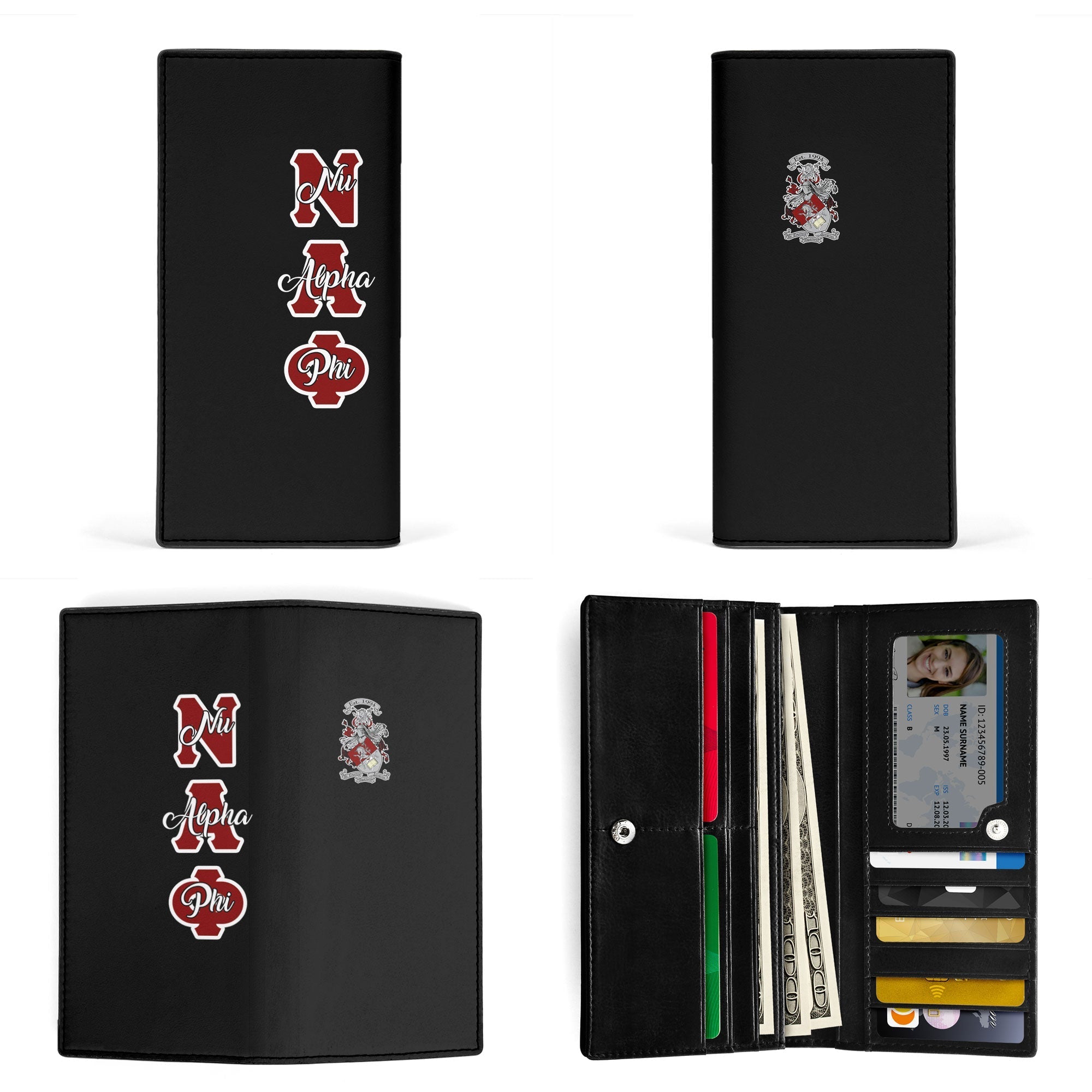 Fraternity Leather Wallet - Nu Alpha Phi Leather Wallet Original Dark Style
