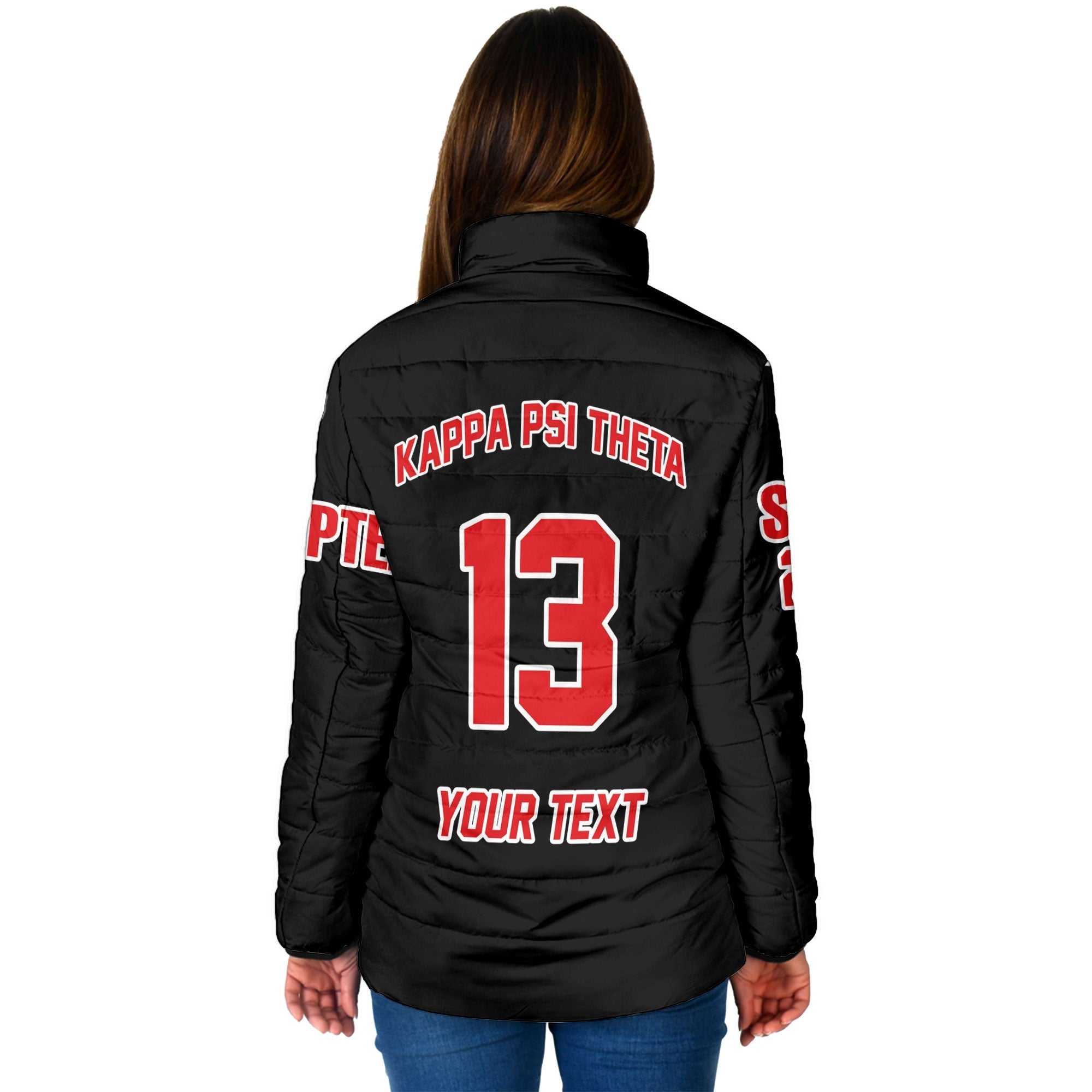 Fraternity Jacket - Personalized Kappa Psi Theta Women Padded Jacket Original Dark Style