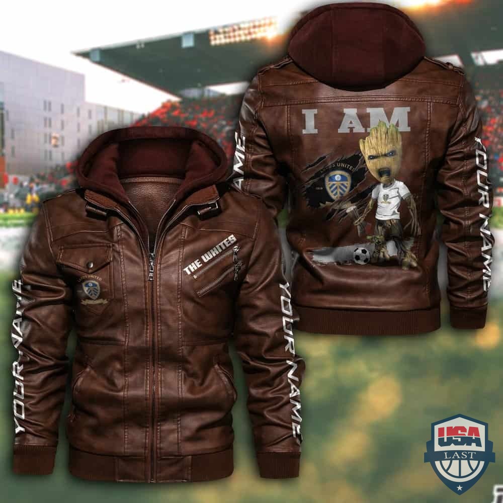 Customize Groot I Am Leeds United Fan Leather Jacket - USALast