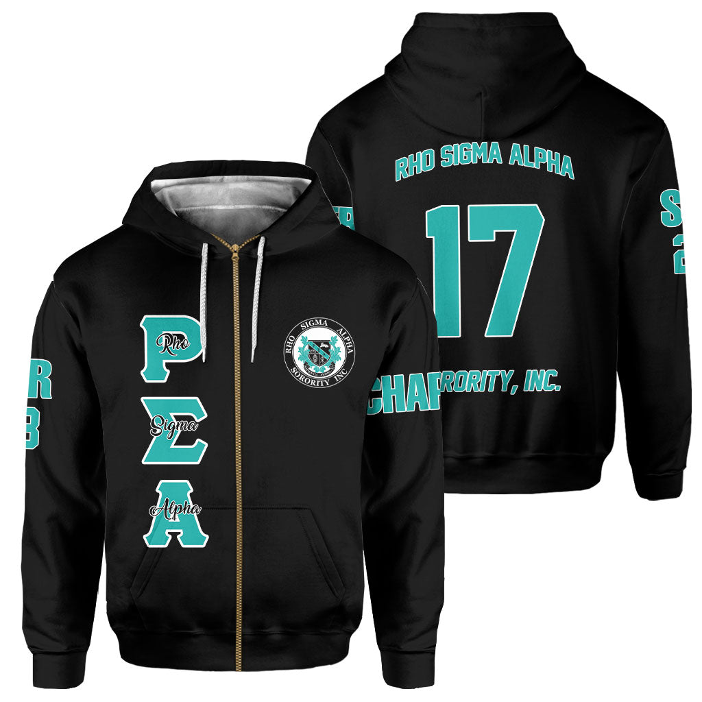 Sorority Hoodie - Custom Rho Sigma Alpha Zip Hoodie Original Black Style
