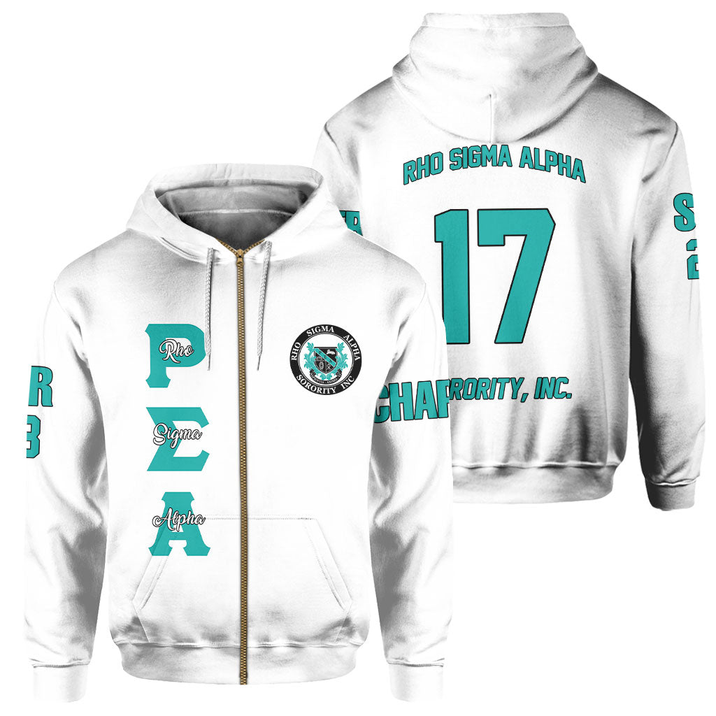 Sorority Hoodie - Custom Rho Sigma Alpha Zip Hoodie Original White Style