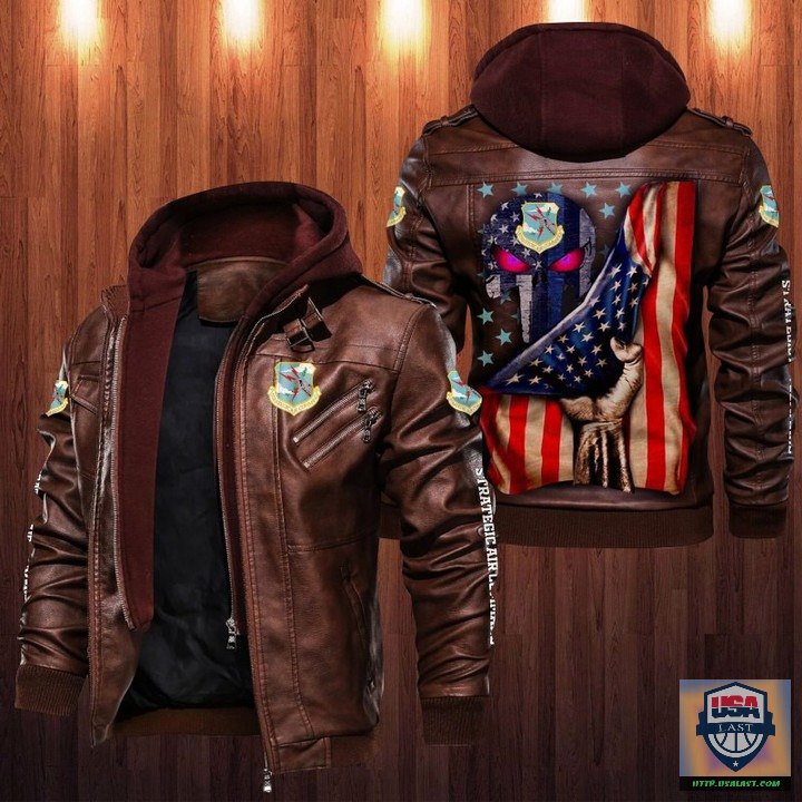Strategic Air Command Punisher Skull Leather Jacket - HVsun