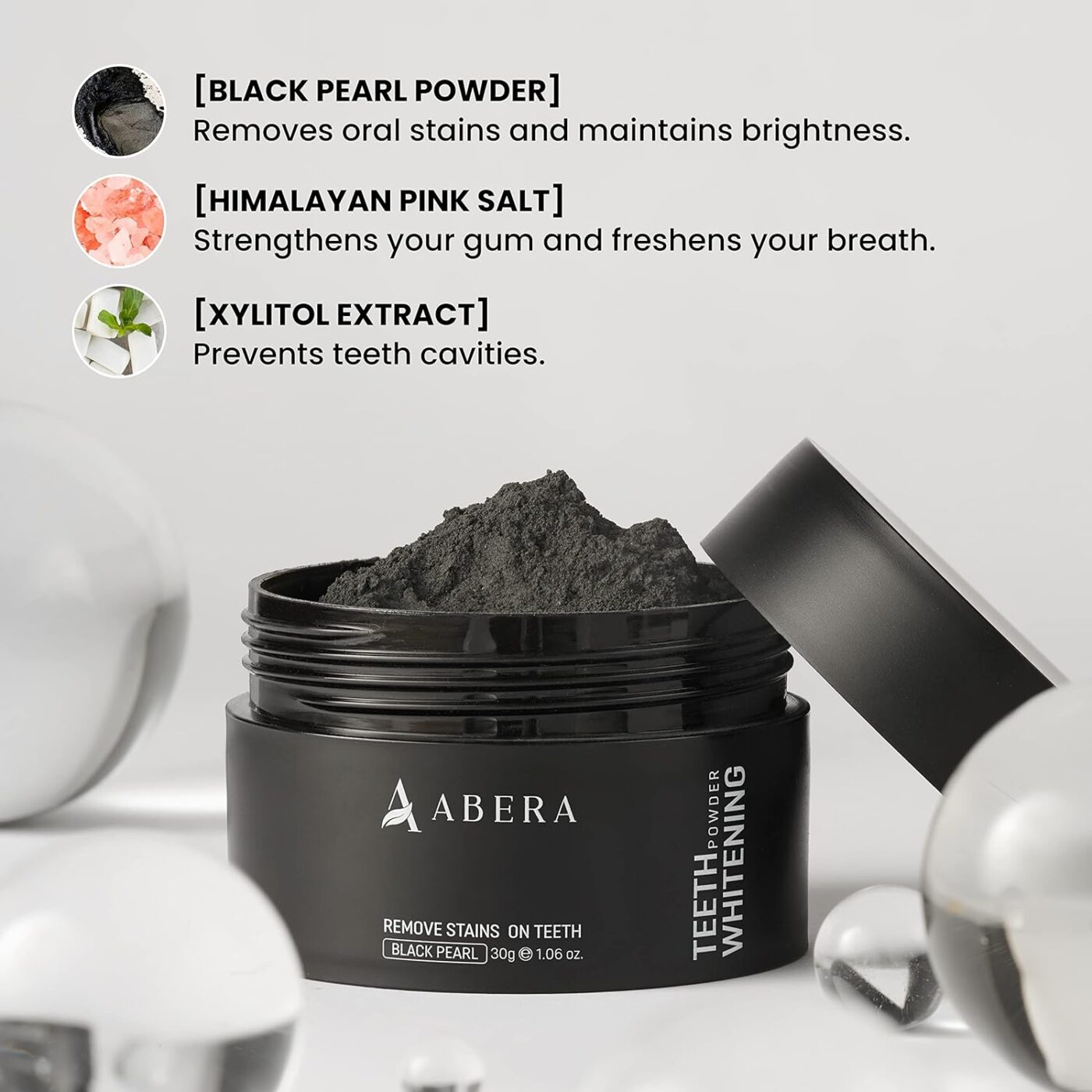 ABERA Teeth Whitening Black Pearl Powder (1.06 oz)