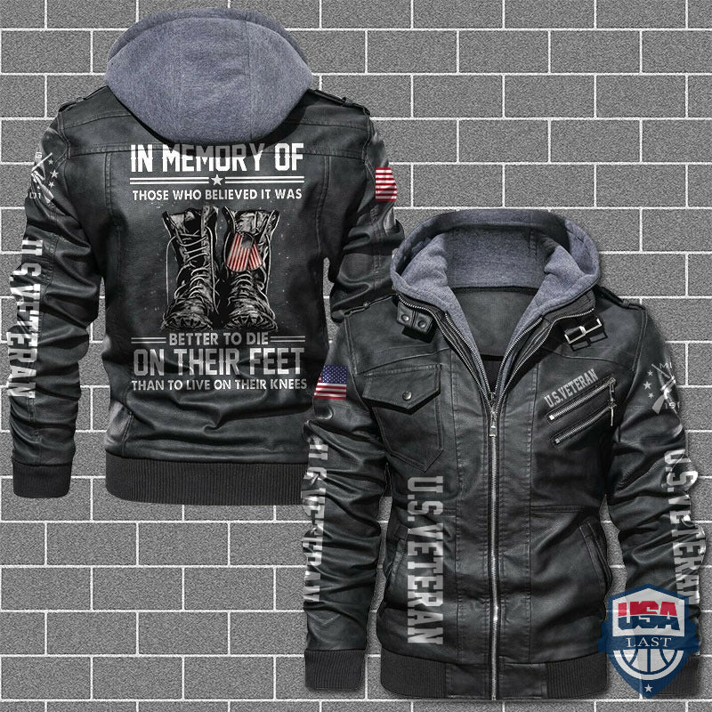 US Veteran Better To Die On Their Feet Than To Live On Their Knees Leather Jacket - HVsun