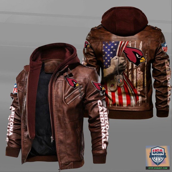 Arizona Cardinals Military Dog Tag Leather Jacket - HVsun