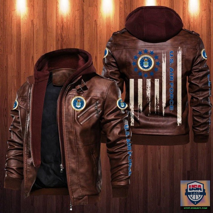 United States Air Force American Flag Leather Jacket - HVsun