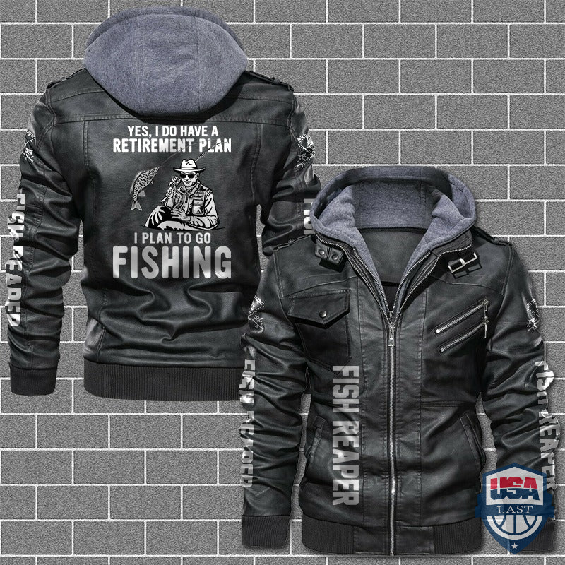 Yes I Do Have A Retirement Plan I Plan To Go Fishing Leather Jacket - HVsun