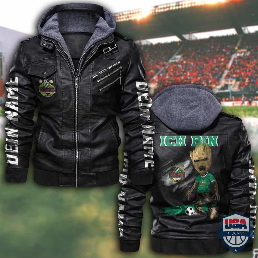 Personalisiert SK Rapid Wien FC Lederjacke mit Kapuze - HVsun