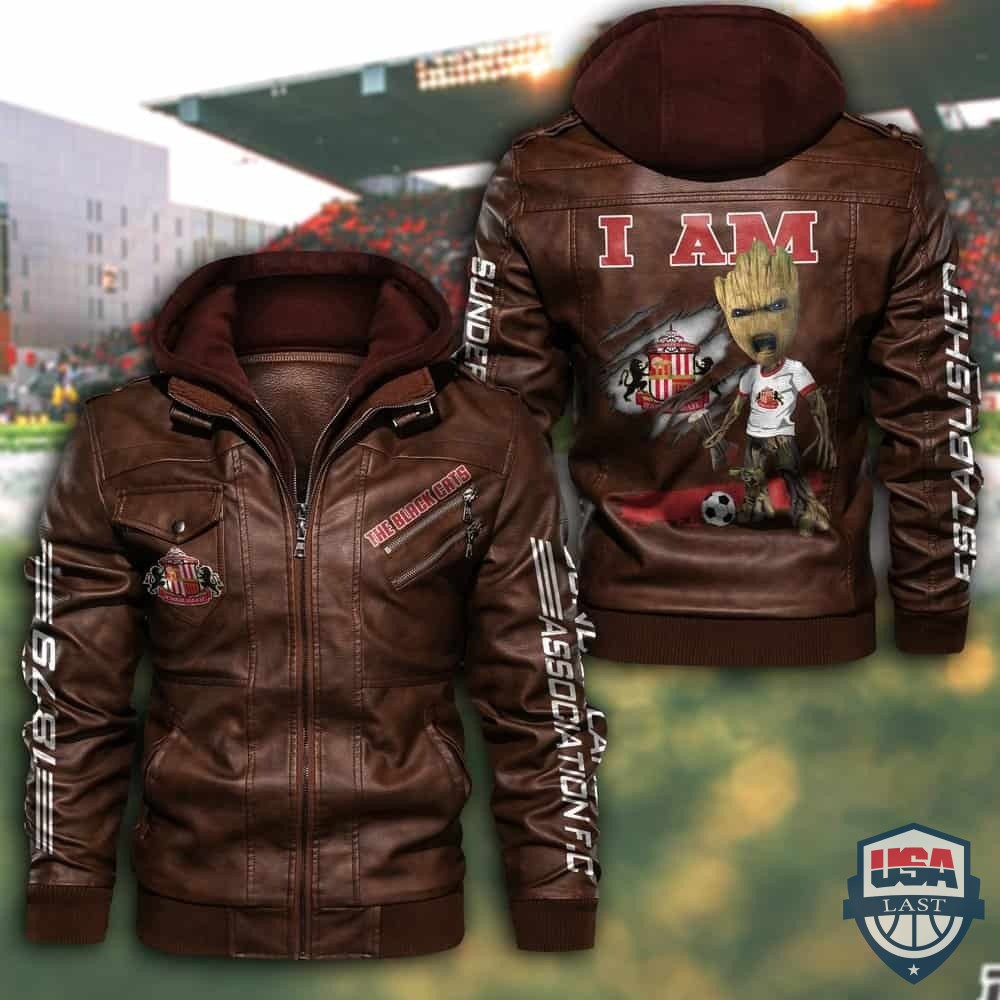 Sunderland FC Baby Groot Hooded Leather Jacket - HVsun