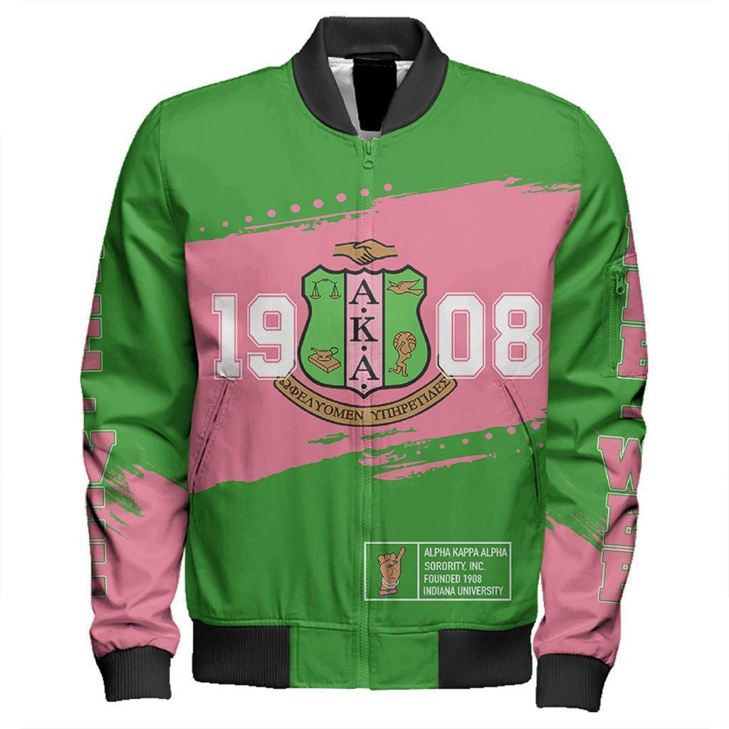 Sorority Jacket - AKA Indiana University Sleeve Zip Bomber Jacket