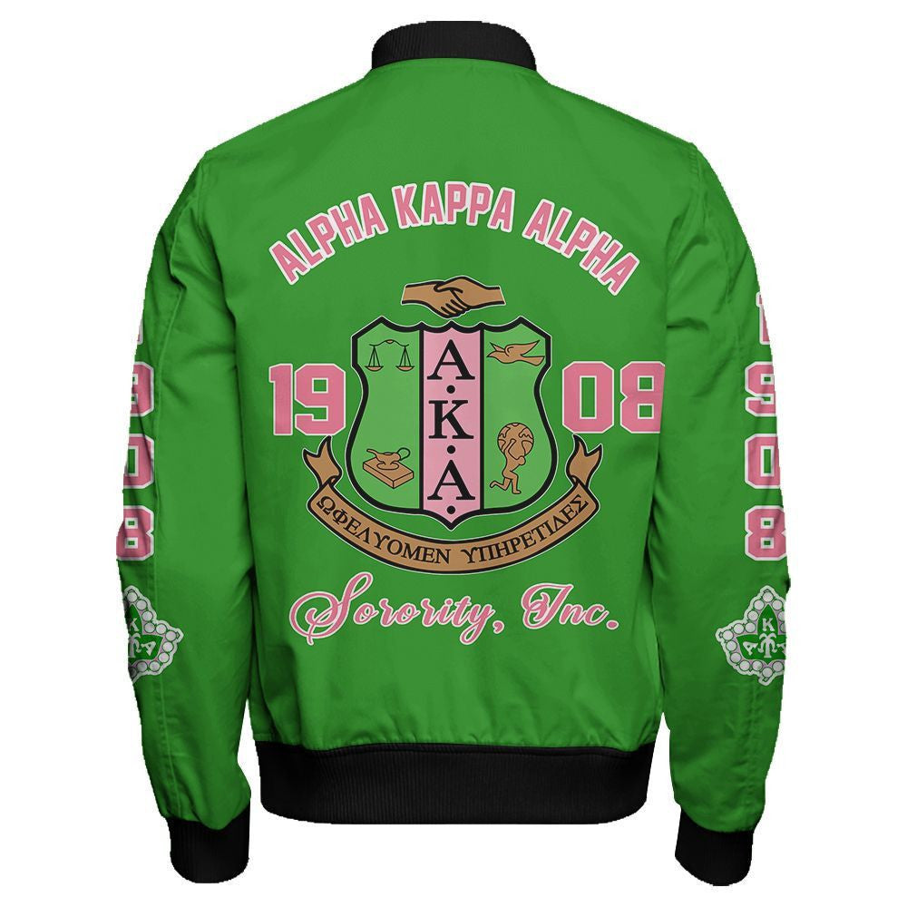 Sorority Jacket - AKA Edsel Sleeve Zip Bomber Jacket