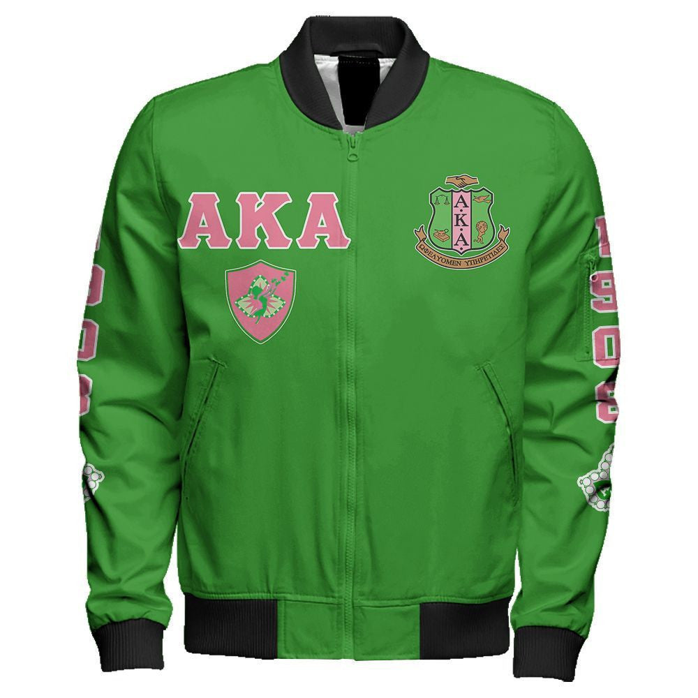 Sorority Jacket - AKA Edsel Sleeve Zip Bomber Jacket