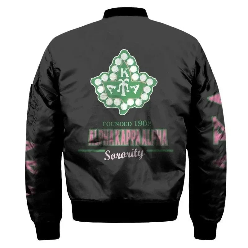 Sorority Jacket - Ivy League AKA Est 1908 Sleeve Zip Bomber Jacket