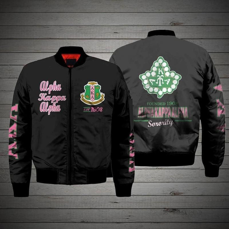 Sorority Jacket - Ivy League AKA Est 1908 Sleeve Zip Bomber Jacket