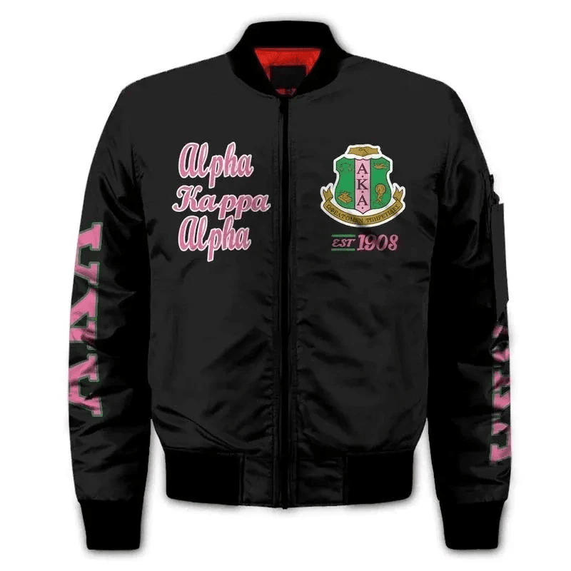 Sorority Jacket - Ivy League AKA Est 1908 Sleeve Zip Bomber Jacket