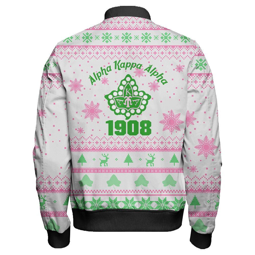 Sorority Jacket - Christmas Ivy AKA White Zip Bomber Jacket