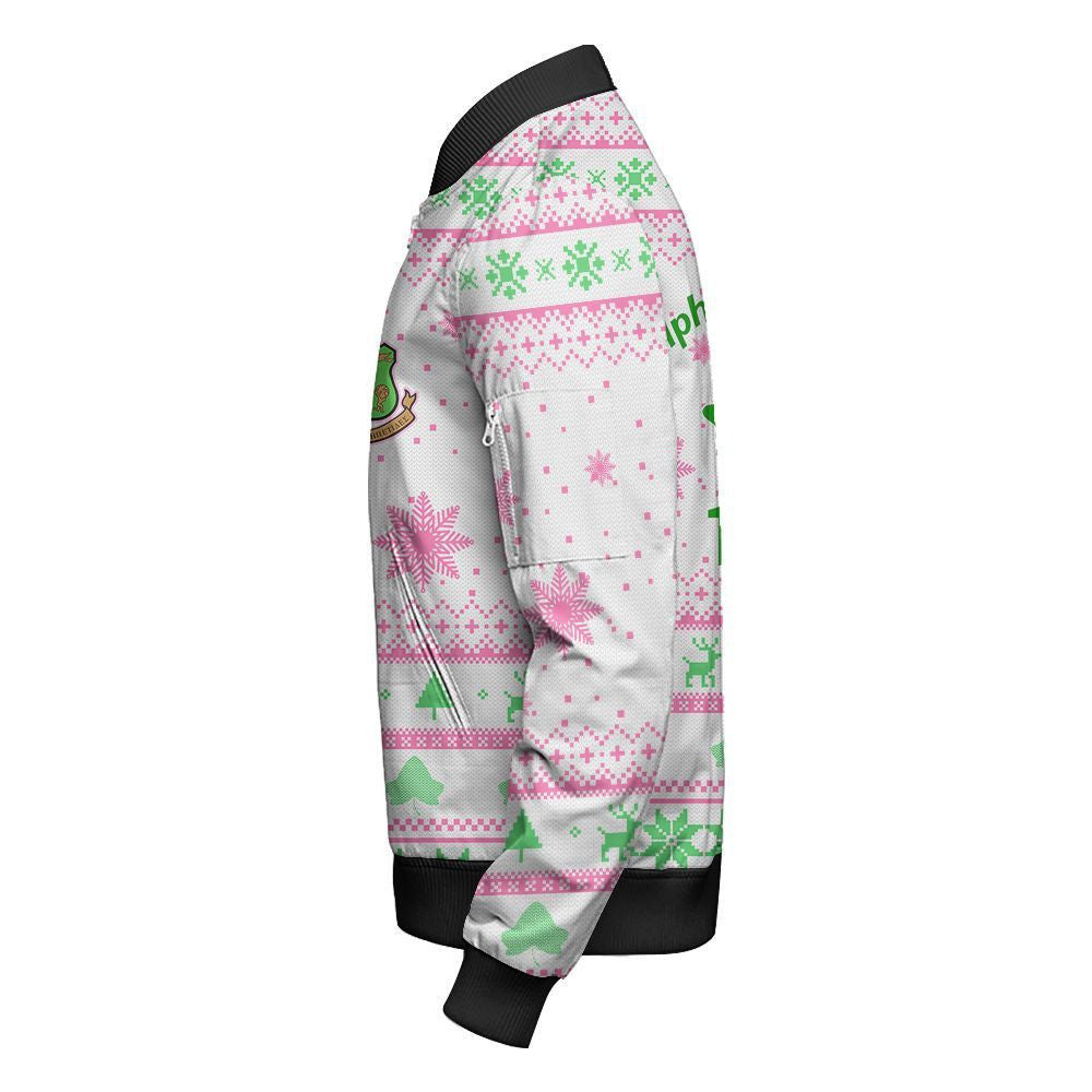 Sorority Jacket - Christmas Ivy AKA White Zip Bomber Jacket