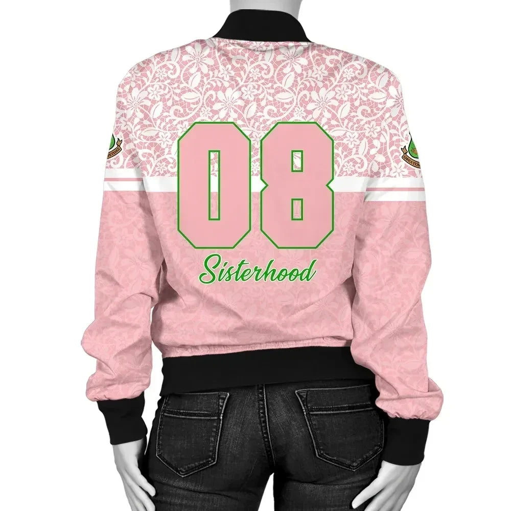 Sorority Jacket - AKA Flower Lace Bomber Jacket