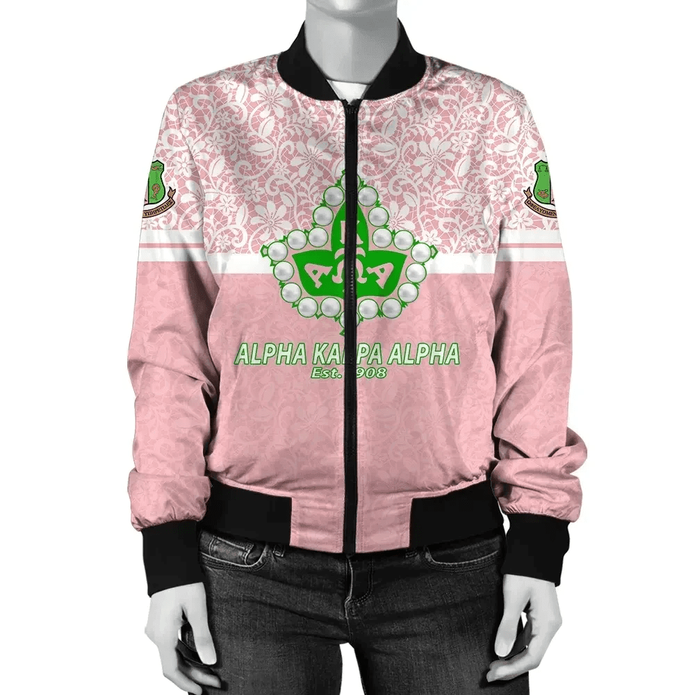 Sorority Jacket - AKA Flower Lace Bomber Jacket