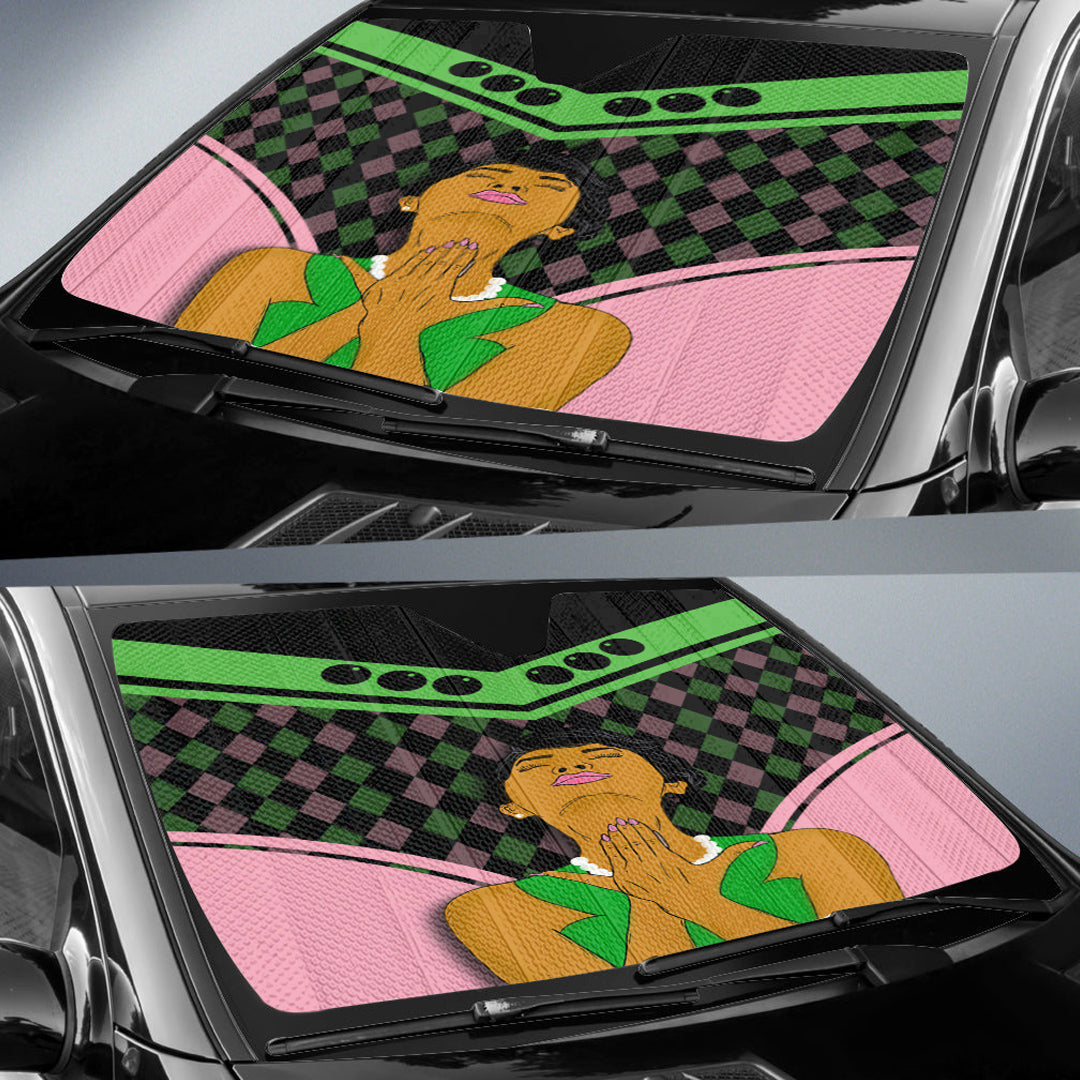 Sorority Auto Sun Shades -  Auto Sun Shades AKA Girl and Pearl Stylized