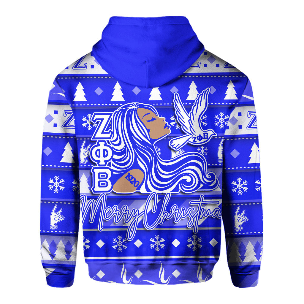 Sorority Hoodie - Christmas Zeta Phi Beta Girl Hoodie Royal Blue Style
