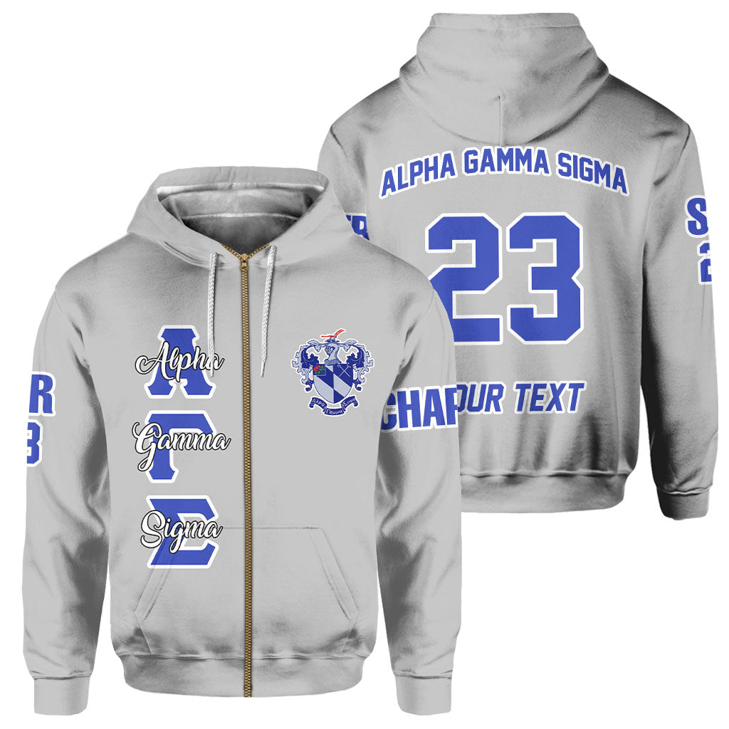Fraternity Hoodie - Personalized Alpha Gamma Sigma Zip Hoodie Original Silver Style