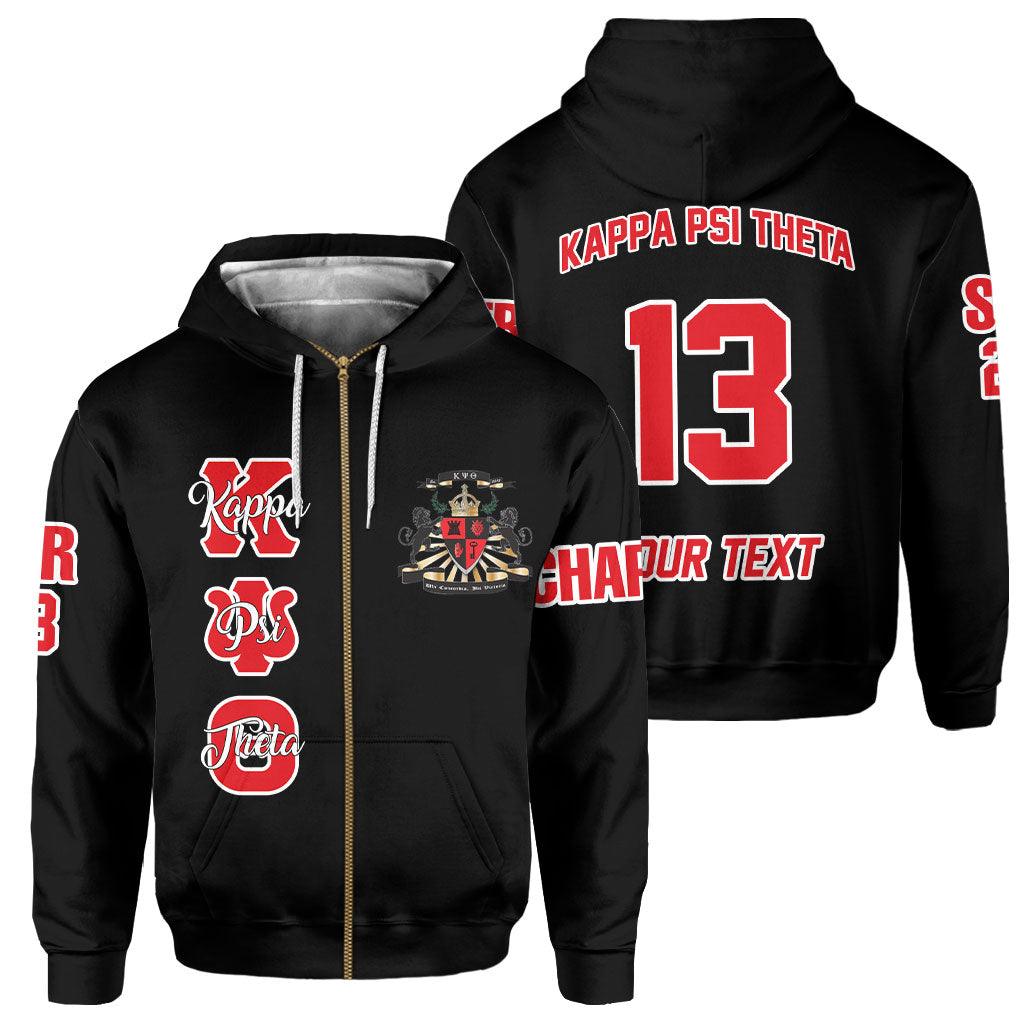 Fraternity Hoodie - Personalized Kappa Psi Theta Zip Hoodie Original Dark Style