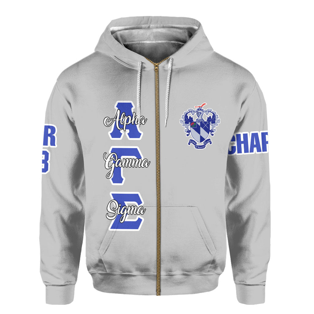 Fraternity Hoodie - Personalized Alpha Gamma Sigma Zip Hoodie Original Silver Style