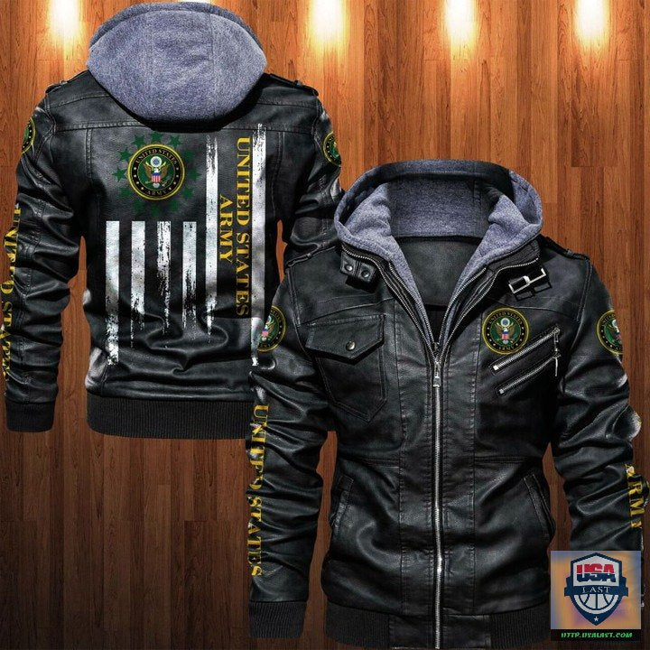 United States Army American Flag Leather Jacket - HVsun