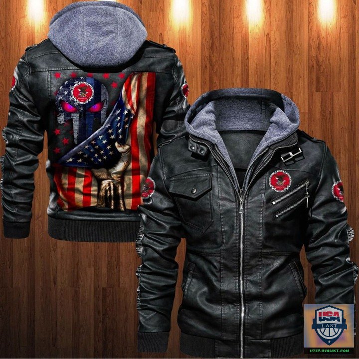 National Rifle Association Punisher Skull Leather Jacket - HVsun