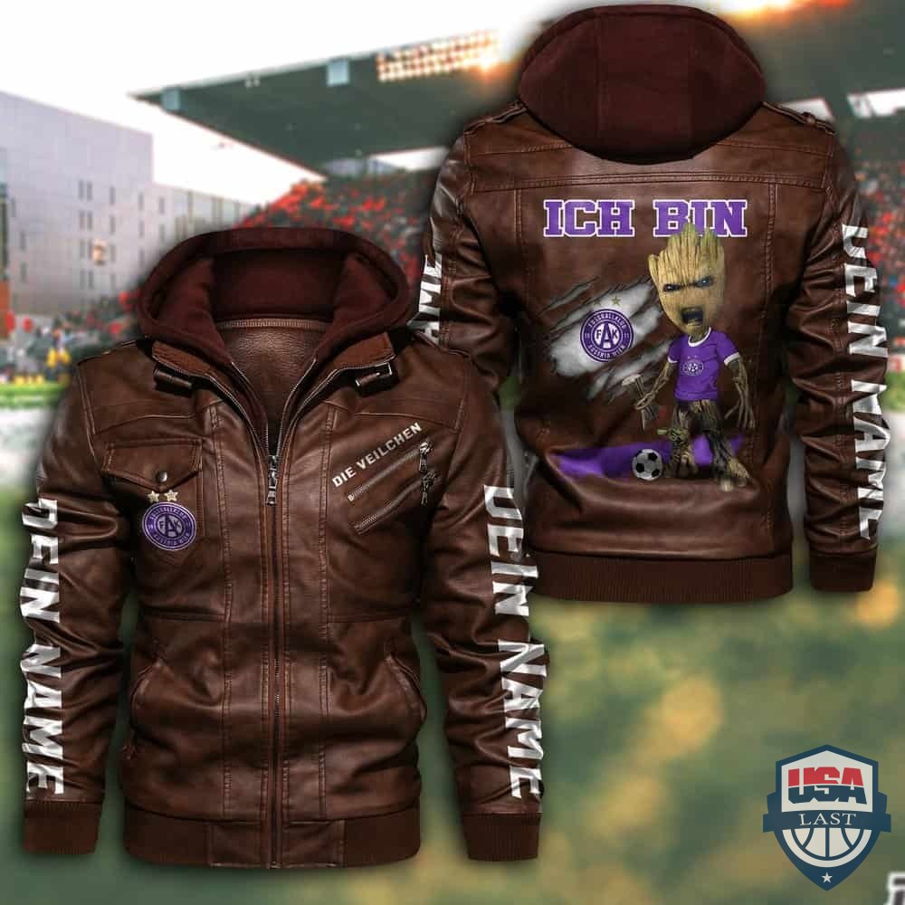 Personalisiert Austria Wien FC Lederjacke mit Kapuze - HVsun