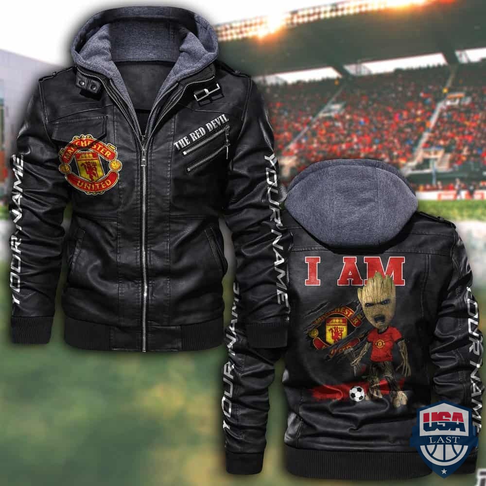 Customize Groot I Am Manchester United Fan Leather Jacket - USALast