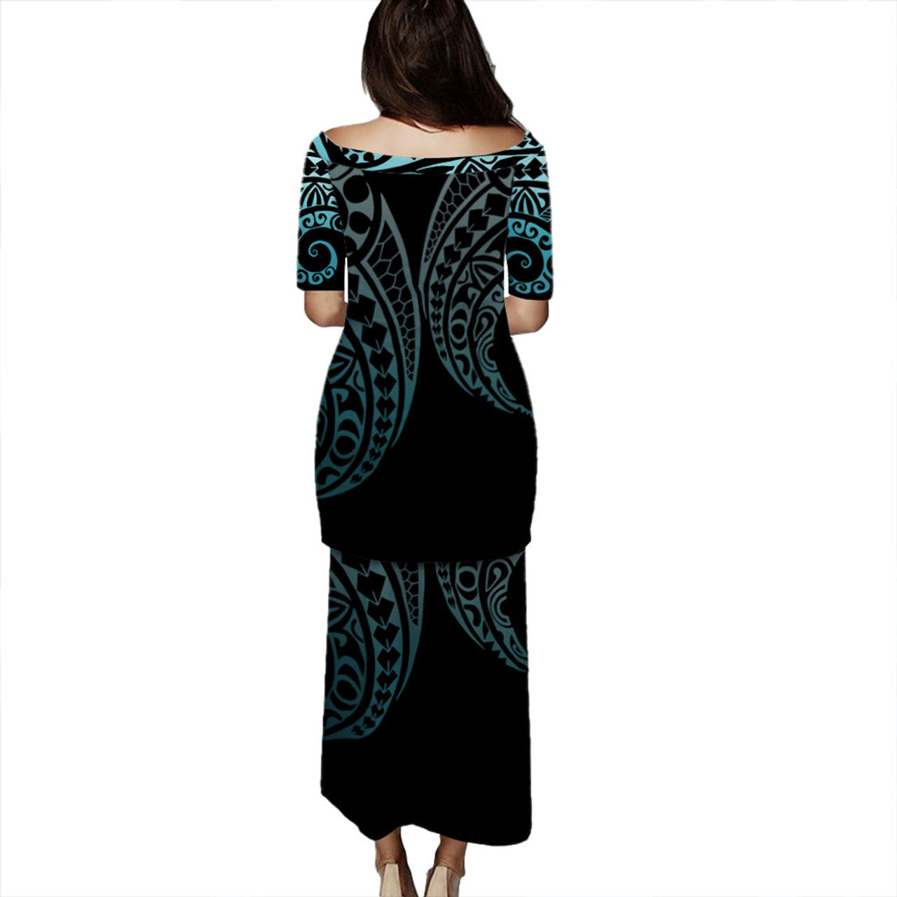 Kiribati Puletasi Kakau Style Turquoise
