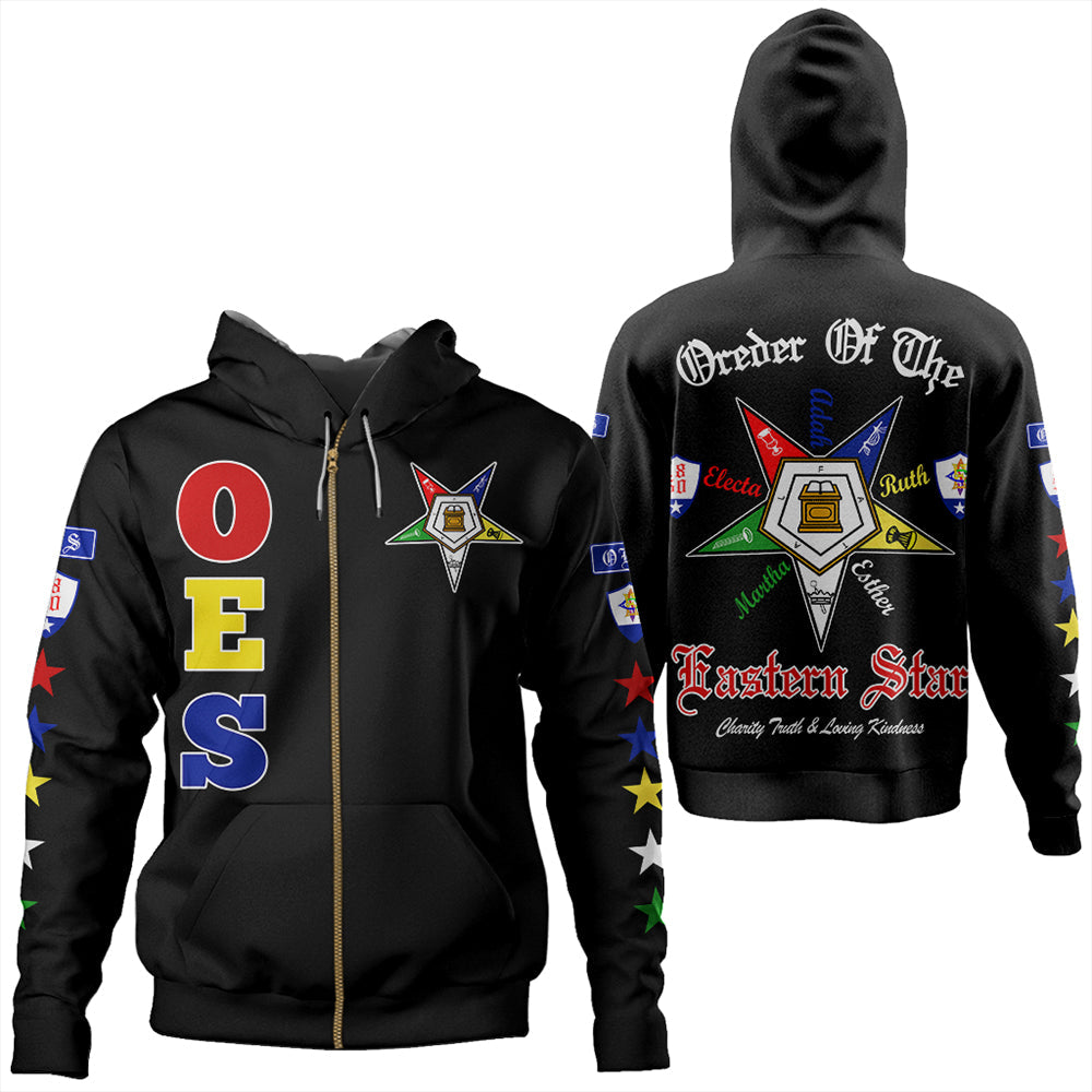 Order Of The Eastern Star Letter Black Zip Hoodie