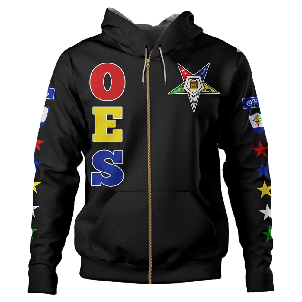 Order Of The Eastern Star Letter Black Zip Hoodie