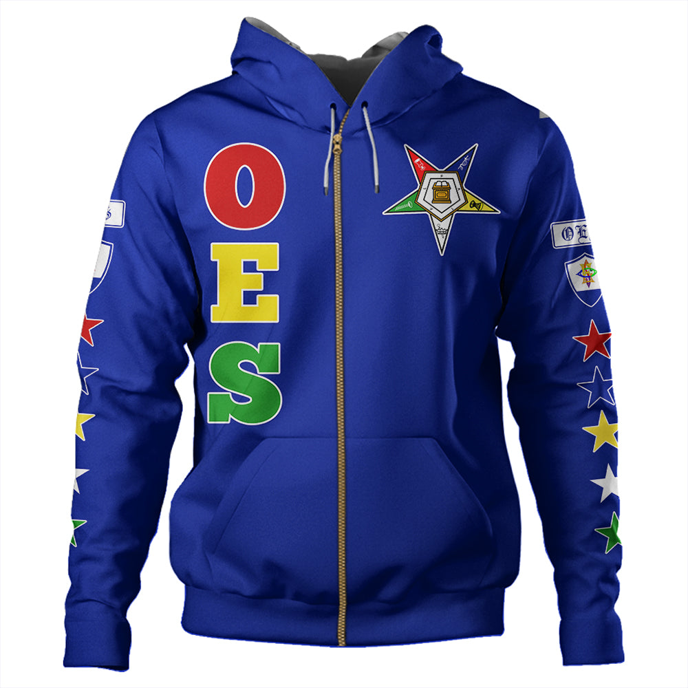 Order Of The Eastern Star Letter Blue Zip Hoodie