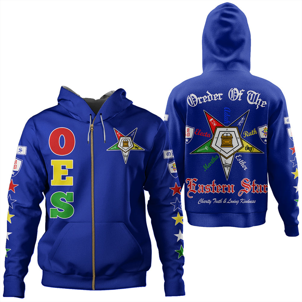 Order Of The Eastern Star Letter Blue Zip Hoodie